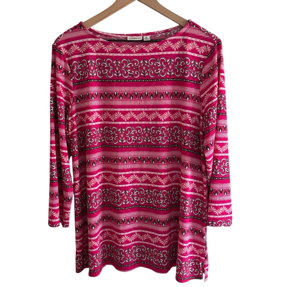 Croft & Barrow Top 3/4 Sleeve Boho Floral Women’s Size XL